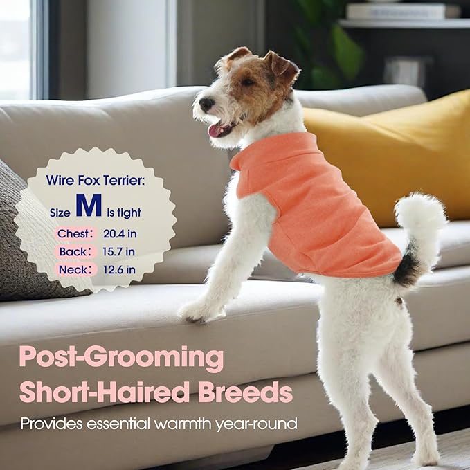 FUAMEY Dog Fleece Vest for Large Dogs,Warm Stretchy Dog Sweatshirts Pullover with Leash Hole Dogs Sweater Soft Pet Turtleneck Cozy Pet Vest Lightweight Sleeveless Orange L