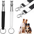 Dog Whistle, ﻿2 Pack Adjustable Frequency Silent Training Ultrasonic Dog Whistle to Stop Barking and Recall Training with Lanyard (Black and White)