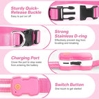 PcEoTllar Light Up Dog Collars, Led Dog Collar, Rechargeable, Night Walking, Waterproof, Glow in The Dark Dog Collars Light for Large Small Medium Dogs, Pink l