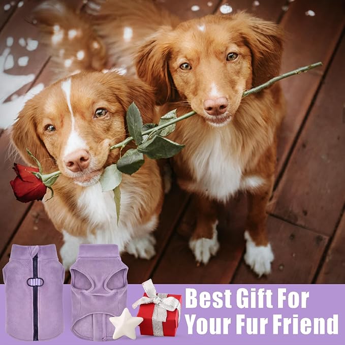 Idepet Dog Fleece Vest Sweater Zip Up Warm Pullover Dogs Jacket with D-Ring Leash Winter Cold Weater Coat Pet Sweatershirt Clothes Hoodie for Small Medium Dogs Boy Girl (Purple, XL)