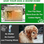Dog House Outdoor Weatherproof & Wooden Dog Kennel with Chew-Proof Iron Frame，Removable Floor, Adjustable Vent Window, Easy Assembly for Medium Dogs (43.3" L x 29.5" W x 33.5" H)