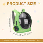 Pet Backpack Carrier, Portable and Ventilated, Oxford Cloth, Dog Cat Travel Bag with Transparent Cover 12.99", (Green, 1 Pcs), Intended for Hiking/Camping/Traveling
