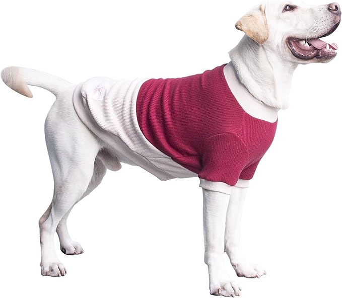 Extra Large Dog Sweaters Warm Clothes Pullover Sweatshirts for Labrador Rottweiler Great Dane, Dark Red Beige, 3X-Large