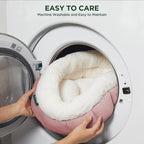 BALANCE Cat Beds for Indoor Cats, Washable Round Cat Bed, Cute Kitten Bed with Anti-Slip Bottom for Kitty and Puppy, 18 Inches, Mellow Rose