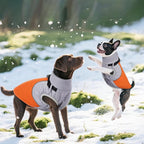 DENTRUN Dog Coat with Harness Built in, Adjustable Winter Dog Coat with Reflective Strips, Fleece Lined No Sleeves Jacket for Chihuahua, Orange, S