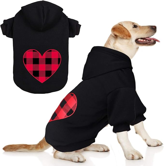 Dog Hoodie Sweater for Dogs Pet Clothes Black Buffalo Plaid Warm and Soft Breathable Cozy(XL)