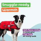 Joyride Harness FrostFlex Dog Winter Jacket - Fleece Lined & Water-Resistant - Snowsuit with Pockets for Treats & Poop Bags - Durable Cold Weather Dog Coat - Red Rush-M
