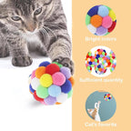 4PCS Cat Toy Balls, 1,75'' Soft Pom Pom Balls for Kittens, Colorful Soft Fuzzy Ball for Cats, Interactive Playing Chewing Toys for Indoor Cats and Kittens, Cute Kitty.