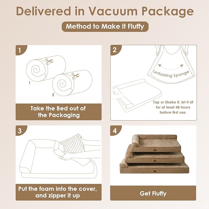 EHEYCIGA Memory Foam Dog Bed XLarge Sized Dogs, Extra Large Dog Bed Orthopedic with Washable Removable Cover, Waterproof XL Pet Bed Couch for Crate, 41x27x6 Inches, Camel
