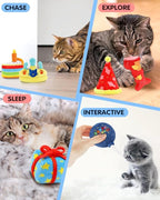 CiyvoLyeen 6Pcs Birthday Themed Catnip Toys Cat Birthday Gift Kitten Interactive Toys for Cat Lover Cake Crown Fish Soft Plush Catmint Pet Supplies Kitty Chew Kick Toys