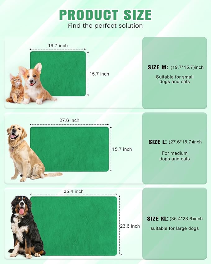 PETNF Outdoor Pet Heating Pad for Cats & Dogs, 100.4-107.6°F Auto Temp Control, Waterproof Fireproof, for Cat House/Dog Kennel/Terrace, Fits Domestic & Stray Pets (Green 23.6"X35.4")