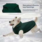 IECOii Dog Hoodie for Medium Dogs, Warm Fleece Dog Hoodies Sweater with Leash Hole and Pocket, Cozy Dogs Cold Weather Coat for Fall Winter Hooded Sweatshirt Vest for French Bulldog, Green, L