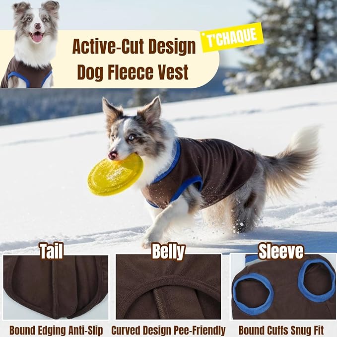 Winter Classic Turtleneck Fleece Vest Dog Sweater, Warm & Soft Puppy Coat for Small Dogs with Back-Zipper, Active-Cut Doggie Vests Sweatshirt, Lightweight Pet Clothes for Chihuahua Poodle(Brown, S)