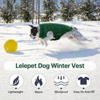 Lelepet Reversible Dog Coat Waterproof Dog Jacket Windproof Puffer Vest for Winter Warm Lightweight Coats for Large Dogs Adjustbale Hook & Loop Pet Apparel with Leash Hole, Boxer, Weimaraner, 2XL