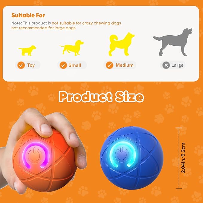 2PCS Shaky Ball Toy for Dogs, Vibrating Dog Ball, USB Rechargeable, Interactive, Automatic Moving, Bouncing, Perfect for Small, Medium, Large Dogs (Small, Cosmic)