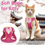 Cat Vest Harness and Leash Set for Walking Escape Proof, Adjustable Kitten Harness Breathable Mesh with Reflective Strips Harness for Kitty Puppy Bunny (Pink,M)