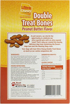 Ultra Chewy Peanut Butter Double Treat Bones: Long-Lasting Dog Treats Made in USA for Large and Small Breeds, Highly Digestible, Ideal for Aggressive Chewers (24 Count)