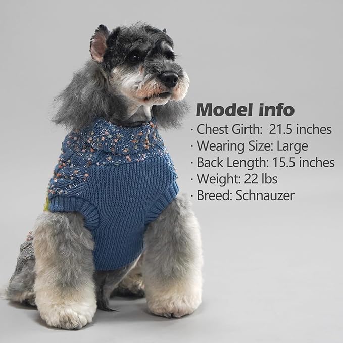 KYEESE Dog Sweater, X-Large (19-27lbs), 3# Green, High-Density Acrylic, Turtle Neck, Color Block, Medium Breeds, Fall Winter Dog Clothes