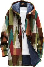 LIZALIG Long Hooded Cardigan Men Japanese Art Style Fashion Cool Graphic Coats Winter Warm Lined Fleece Jacket