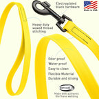 Dogline Biothane Waterproof Dog Leash Strong Coated Nylon Webbing with Black Hardware Odor-Proof Easy to Clean High Performance for Small or Large Dogs Made in USA 4 or 6 ft Lead, Lemon Yellow