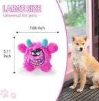 Squeaky Plush Ball Dog Toy, Little Monster Puppy Toys Suitable for All Breeds, Dental Care, Skin-Friendly and Soft and Durable (Rose Red, Large)