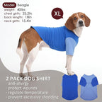 2 Pack X-Large Dog Shirts - Breathable Lightweight Durable Tees, Durable Moisture-Wicking Clothes for Beagle, Bullmastiff, Sleeping Hot Summer Day Outdoor Activities, Travel, Seaside, Blue