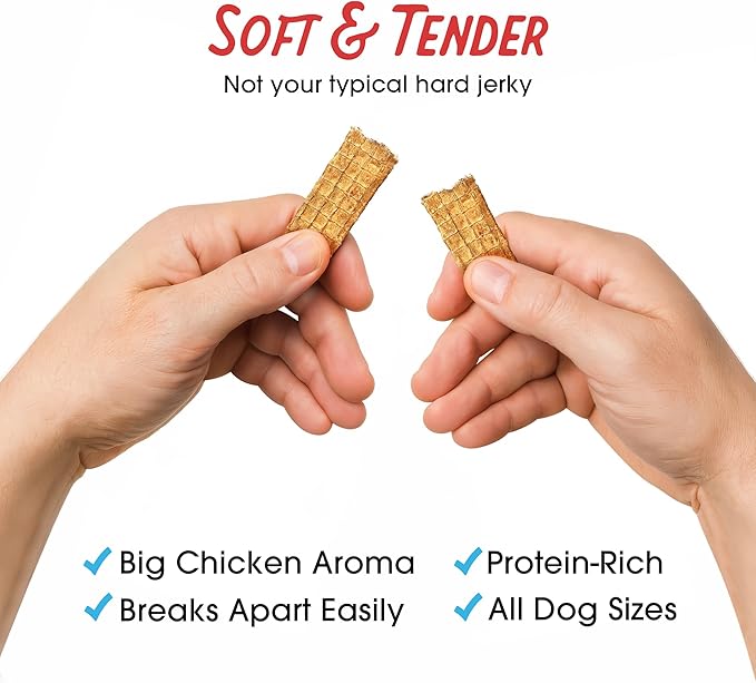 Farmland Traditions Dogs Love Chicken Jerky Dog Treats, Premium Two-Ingredient Dog Jerky with USA-Raised, Human-Grade Chicken & No Antibiotics Ever, 3-Pound Bag