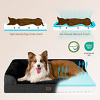 EHEYCIGA Memory Foam Dog Bed Large Sized Dogs, Waterproof Dog Bed Orthopedic with Washable Removable Cover, Non-Slip Pet Bed Couch, 36x27x6 Inches, Black