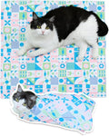 Cat Grooming Wrap for Cutting Nails, 27.6" Anti-Escape Calming Cat Swaddle Wrap for Medicine, Nail Clipping, Teeth Brushing, Ear Cleaning, Self-Adherent Burrito Restraint, (Geometric Fish, L)