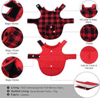 ASENKU Dog Winter Coat, Fleece Doggie Jacket Plaid Reversible Vest Waterproof Windproof Cold Weather Clothes for Small Medium Large Dogs (Red, XL)