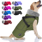 Doglay Dog Coat with Harness, Reflective Warm Dog Jacket Waterproof Puppy Winter Coat for Cold Weather, Adjustable Fleece Jacket for Small Medium Large Dogs