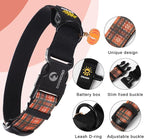 DOGWONG LED Dog Collar - Fall Orange Plaid Heavy Duty Light up Dog Collars - Rechargeable Waterproof - Lighted Dog Collars for Night Walking, Hiking, Camping(Orange Plaid,S)