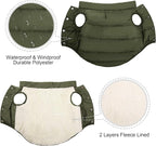 ASENKU Windproof Dog Winter Coat Waterproof Fleece Jacket Cold Weather Pet Apparel for Small Medium Large Dogs (ArmyGreen, L)
