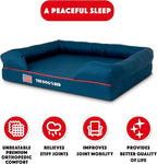 The Dog’s Bed, Large Blue Oxford with Red Trim USA Flag Dog Bed 36x27 Memory Foam, Pain Relief: Arthritis, Post Surgery, Lameness, Supportive, Calming, Waterproof Washable Cover, Veterinary Approved