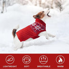Kuoser Dog Sweater, Holiday Christmas Snowflake Pet Warm Knitwear Dog Sweaters Soft Puppy Clothing, Doggie Turtleneck Cold Weather Outfit Pullover for Small Medium Large Dogs Cats, Red M