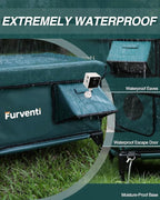 Outdoor Heated Cat House in Winter,Extremely Insulated & Weatherproof,Elevated Feral Cat Shelter with Waterproof Eaves & Escape Door for Outside Stray Barn Cat (Dark Green, L with Cam)