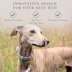 NINA WOOF Cupertino Dog Collars, Harnesses & Leashes Made from Vegan Leather with Dog Tracker Device Holder Adjustable Dog Collar (Small, Blue)