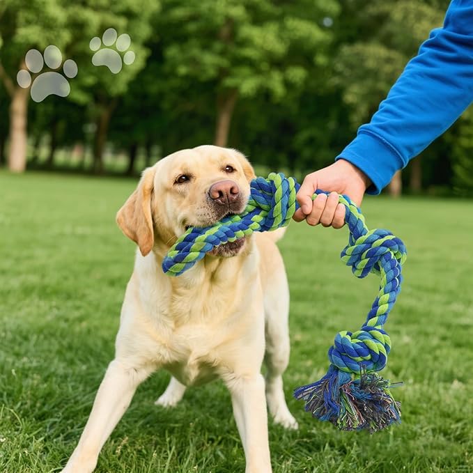 Rocfish [4 Pack] Dog Rope Toys for Aggressive Chewers, Nearly Indestructible Tug of War Toys for Large & Medium Dogs, 100% Cotton, Teeth Cleaning Chew Rope, Heavy Duty Tug of War Dog Toy for Boredom