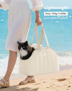Pecute Dog Purse Carrier, Dog Carriers for Small Dogs with Cotton Soft Sided, Cat Carrier with Large Pockets, Comfortable Pet Carrier for Rabbit, Suitable for Travel, Subway, Veterinary, White