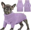 Queenmore Dog Sweater, Puppy Sweater for Small Dogs,Warm Winter Fall Dog Sweaters for Dog Girls Boys, Solid Turtleneck Knit Sweater for Large Medium Dogs,Long Sleeves Christmas Dog Sweater Lilac,S