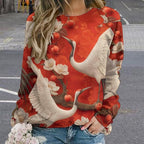 Womens Long Sleeve Tops Y2k Japanese Art Print Sweatshirts Fall Pullover for Women Crewneck Vintage Shirts Boho Tops
