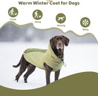 IECOii Dog Fleece Sweater for Medium Dogs, Dog Pullover Sweatshirt with Leash Hole & Reflective Stripes, Stretchable & Cozy Dogs Hoodie Windproof Hooded Sweaters for Fall Winter Walks, Green, L
