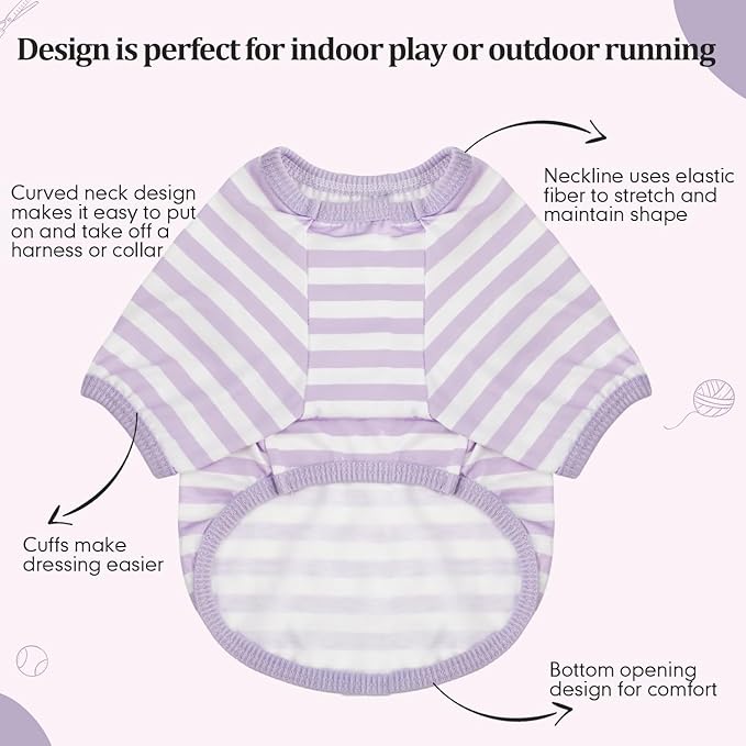 Geyoga 6 Pieces Dog Striped T-Shirt Cotton Breathable Pet Apparel Colorful Puppy Sweatshirt Clothes for Small to Medium Dogs Puppy(Gentle Color,S)
