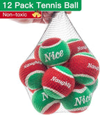 PUPTECK Squeaky Tennis Balls for Dogs - Christmas Dog Rubber Ball Toys 12 Pack, Interactive Dog Training Bounce Toys for Holiday, 2.5 inches