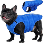 Kuoser Dog Puffer Jacket Warm Dog Coat for Small Dogs, Windproof Reflective Pet Padded Vest Cold Weather Clothes Puppy Snowsuit with Hook & Loop Coats, Easy On/Off, Blue S