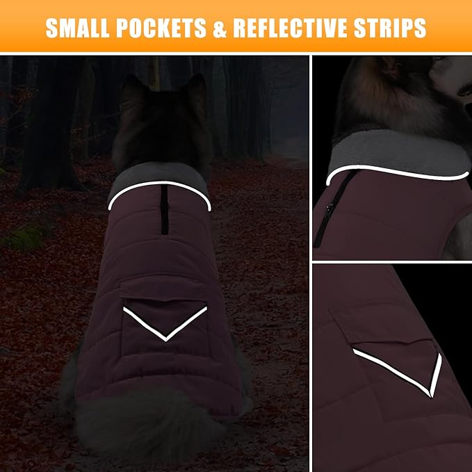 iBuddy Dog Winter Coats with Fleece Vest,Waterproof Warm Dog Snow Jacket Windproof, Reflective Adjustable Pet Dogs Cold Winter Coat for Dogs Girl Boy