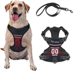 Custom Houston Dog Harness with Reflective Stripes Personalized Name and Number Dog Vest Harness with Pet Traction Rope for Small Medium Large Dog