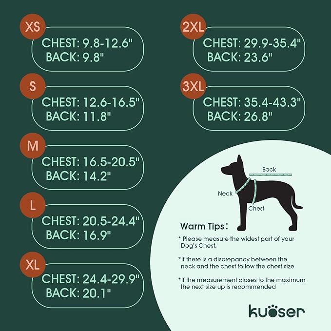 Kuoser Dog Jacket, Winter Dog Coats for Medium Dogs, Cold Weather Coats Pet Clothes, Doggie Snow Jacket for Frech Bulldog, Boston Terrier, Green M