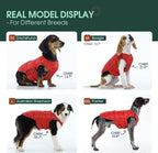 Kuoser Dog Puffer Jacket Warm Dog Coat for Large Dogs, Windproof Reflective Pet Padded Vest Cold Weather Clothes Puppy Snowsuit with Hook & Loop Coats, Easy On/Off, Red XL