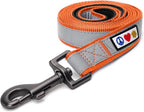 Pawtitas 6 FT Padded Dog Leash with Comfortable Neoprene Padding Handle - Orange Lead | Medium Reflective Dog Leash with Highly Reflective Band Perfect for Medium and Large Dogs and Puppies.